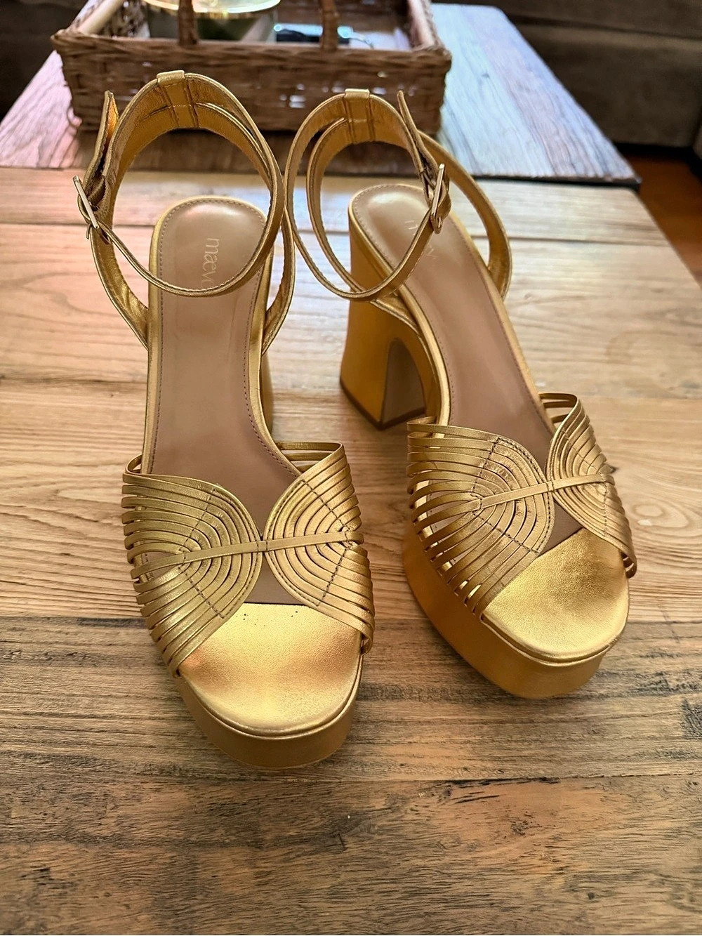 Maeve Gold Heeled Sandals 8.5